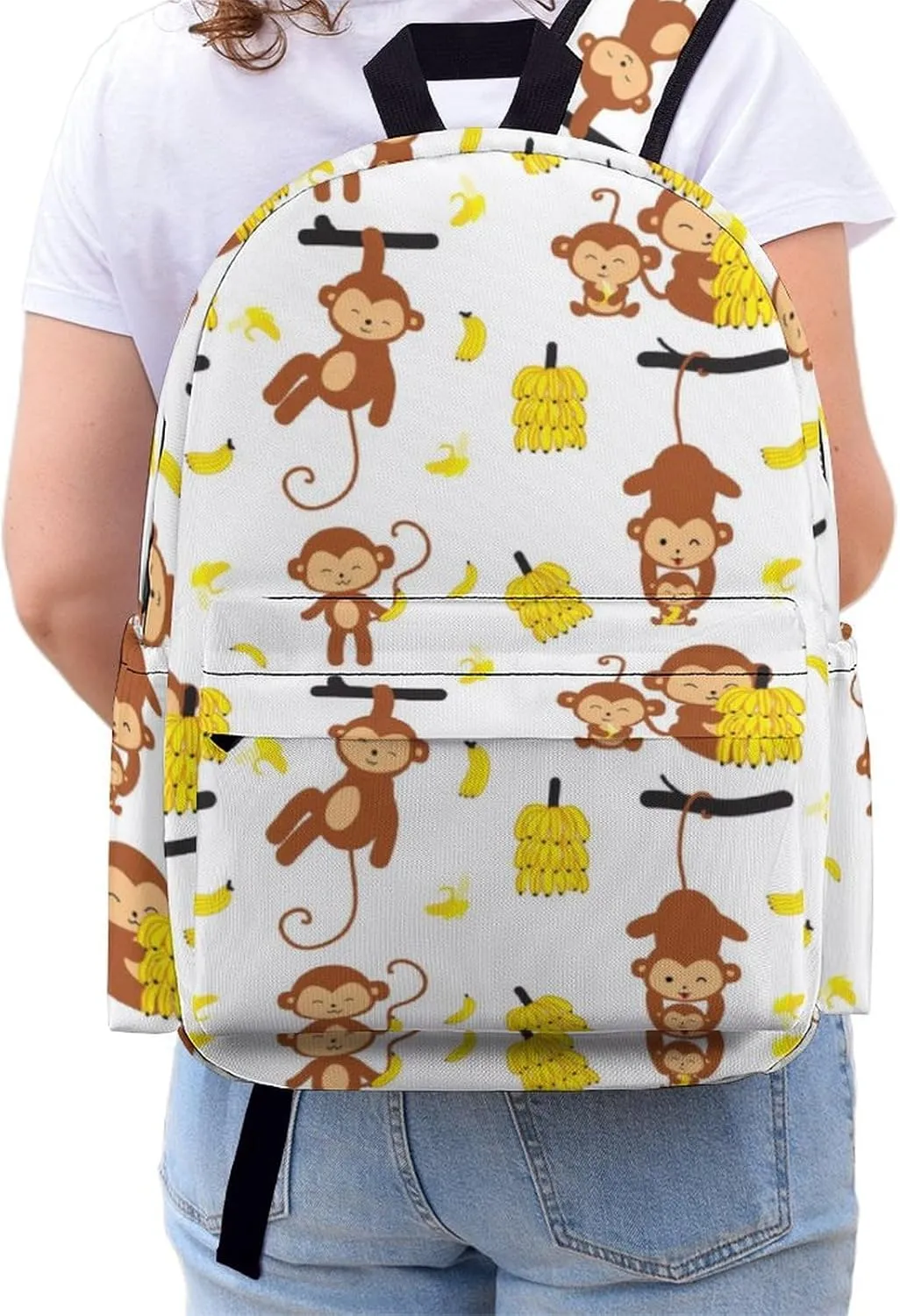 Monkey Cute Banana Casual Travel Backpack Lightweight with Multi Compartment Laptop Bagpack Funny Animal for Women Men Hiking Business Work