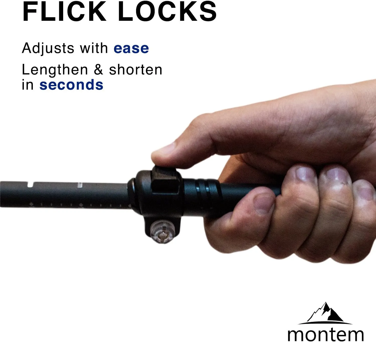 Montem Ultra Strong Trekking, Walking, and Hiking Poles - One Pair (2 Poles) - Collapsible, Lightweight, Quick Locking, Weather-Resistant and Ultra Durable