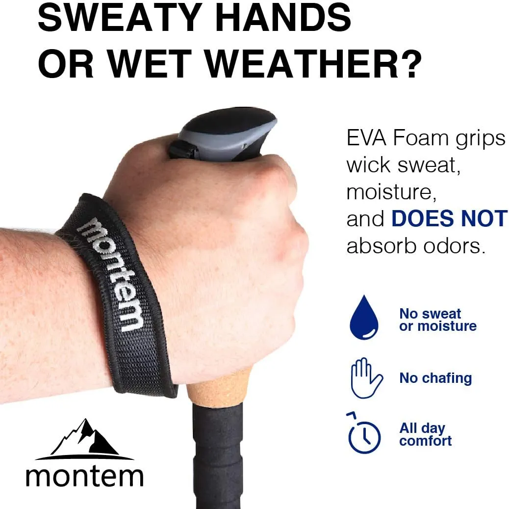 Montem Ultra Strong Trekking, Walking, and Hiking Poles - One Pair (2 Poles) - Collapsible, Lightweight, Quick Locking, Weather-Resistant and Ultra Durable