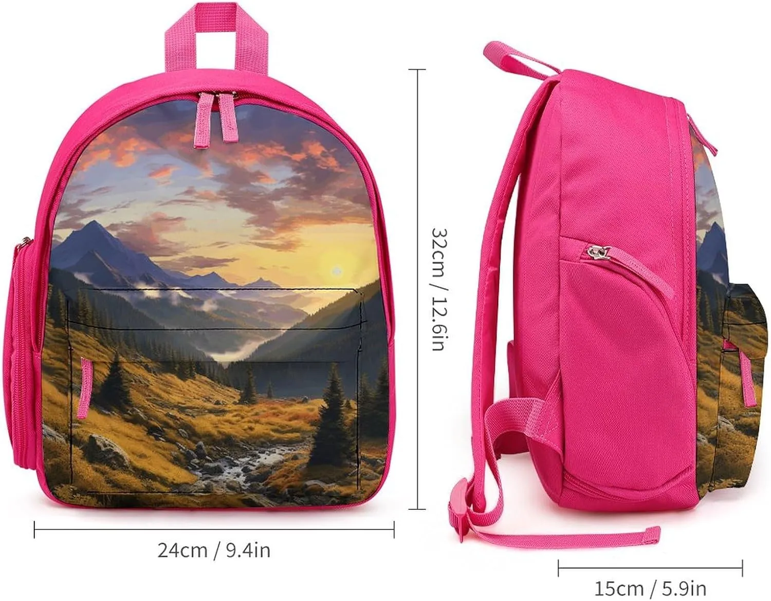 Mountain Sunset Landscape Travel Backpack Casual Bag Lightweight Hiking Backpacks for Business, Travelling, Hiking