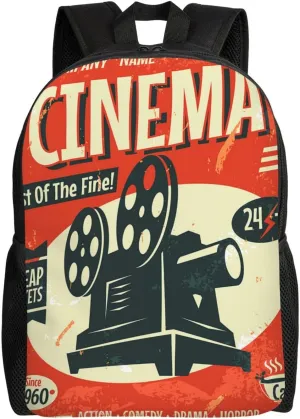 Movie Cinema Film Vintage Old Camera Theater Double Shoulder Casual Daypack Backpacks Laptop Backpack Travel Backpack For Men Women Sport Work Business Outdoor Travel Hiking 16 Inch pattern6