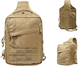 Multi-function Camous Bag Outdoor Hiking Travel Oblique Satchel Chest Bag 1000D Sports Shoulder Bag(Khaki)