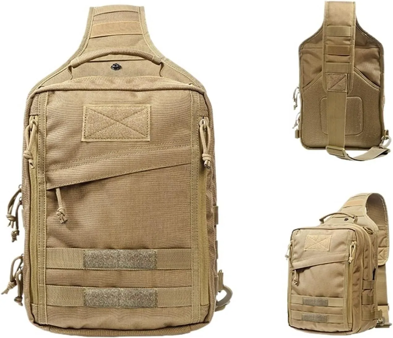 Multi-function Camous Bag Outdoor Hiking Travel Oblique Satchel Chest Bag 1000D Sports Shoulder Bag(Khaki)