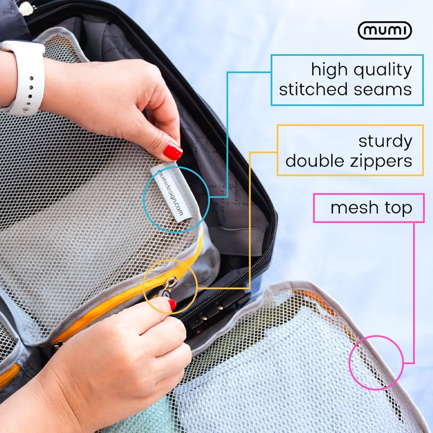 MUMI Packing Cubes – 5-Piece Compression Packing Cubes for Travel, Luggage Organizers for Suitcases, Carry-On Bags, Backpacks, and Duffel Bags – Space-Saving Travel Essentials - Purple