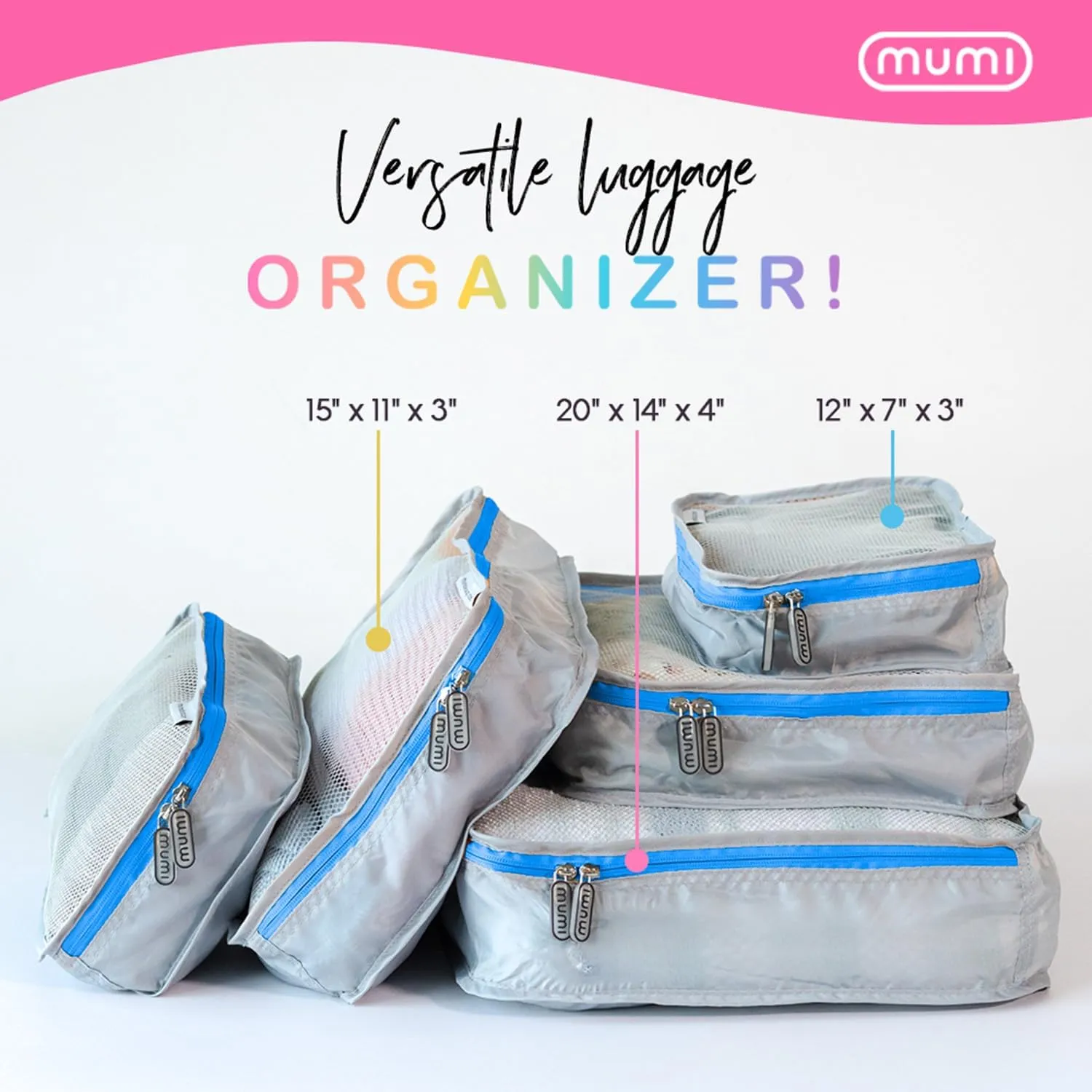 MUMI Packing Cubes – 5-Piece Compression Packing Cubes for Travel, Luggage Organizers for Suitcases, Carry-On Bags, Backpacks, and Duffel Bags – Space-Saving Travel Essentials - Purple