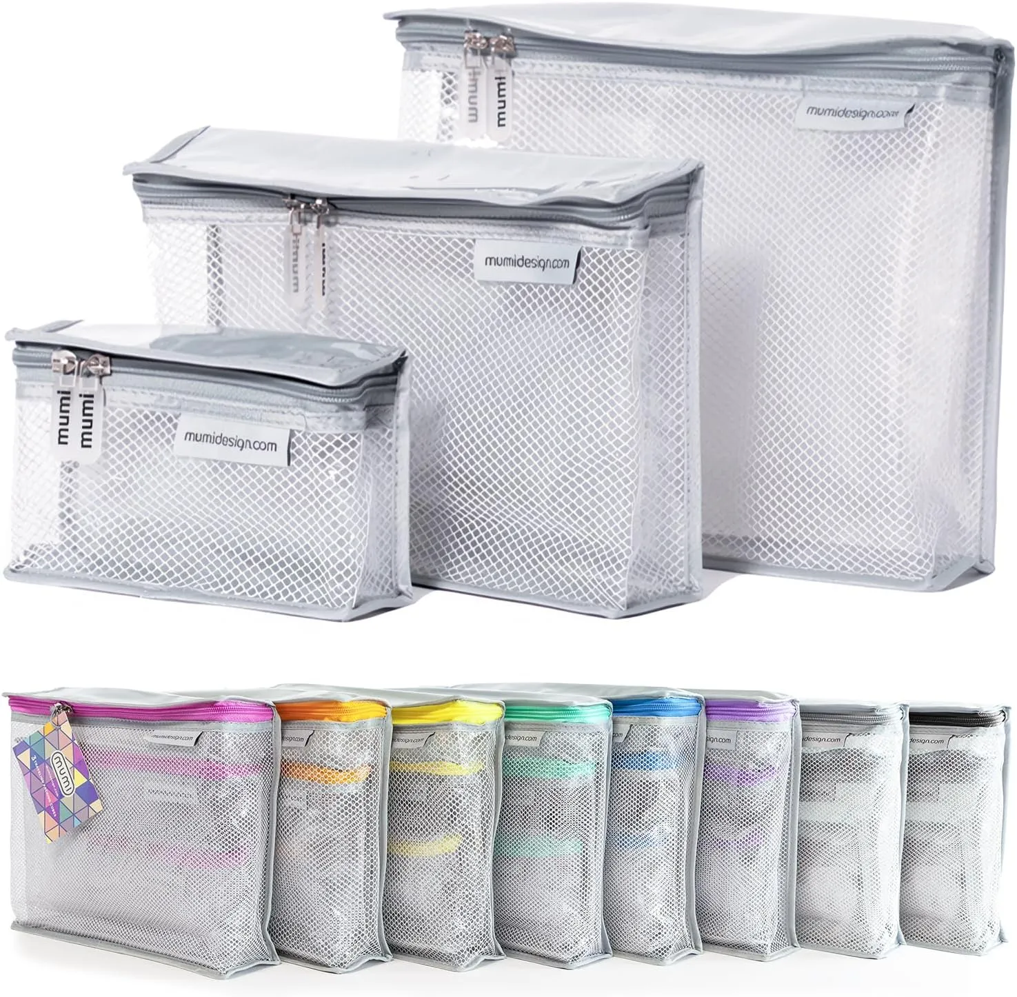 MUMI Travel Toiletry Bag Set of 3 – Water-Resistant Toiletry Bags for Women & Men – Clear Bags for Toiletries, Skincare, Makeup & Travel Essentials – Lightweight, Durable & Portable Organizer