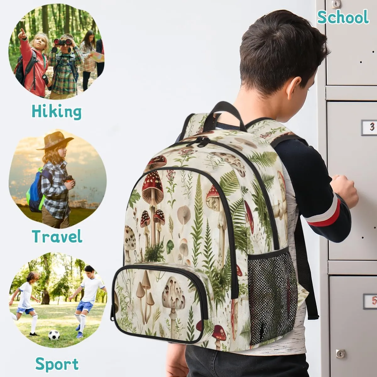 Mushroom Plants Ferns Laptop Backpack for Women Men, 18.3 Inch Large Computer Backpacks Fashion Teacher Nurse Bag Casual Daypack for Work Travel