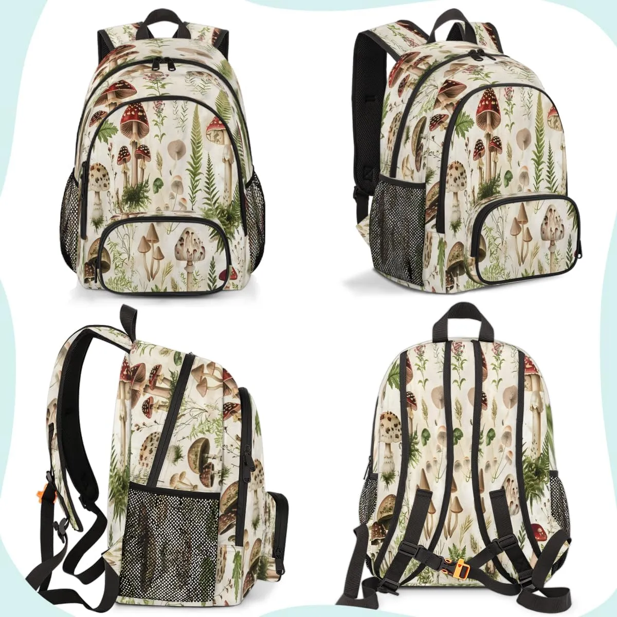 Mushroom Plants Ferns Laptop Backpack for Women Men, 18.3 Inch Large Computer Backpacks Fashion Teacher Nurse Bag Casual Daypack for Work Travel