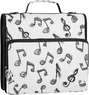 Music Notation 3 Ring Binder,Capacity & Multi-Pockets Zipper Binder Bag Organizer with Shoulder Strap & Handle School Office Supplies