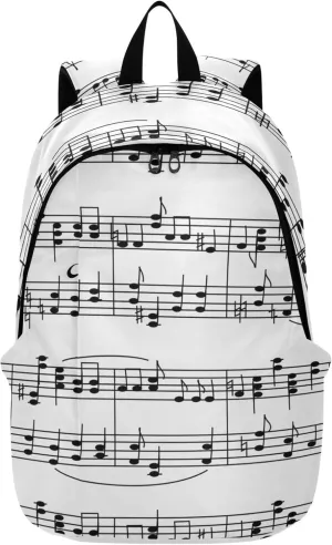 Music Stave Notes White Laptop Backpack Travel Hiking Camping Work Computer Back Packs Book Bags for Men Women