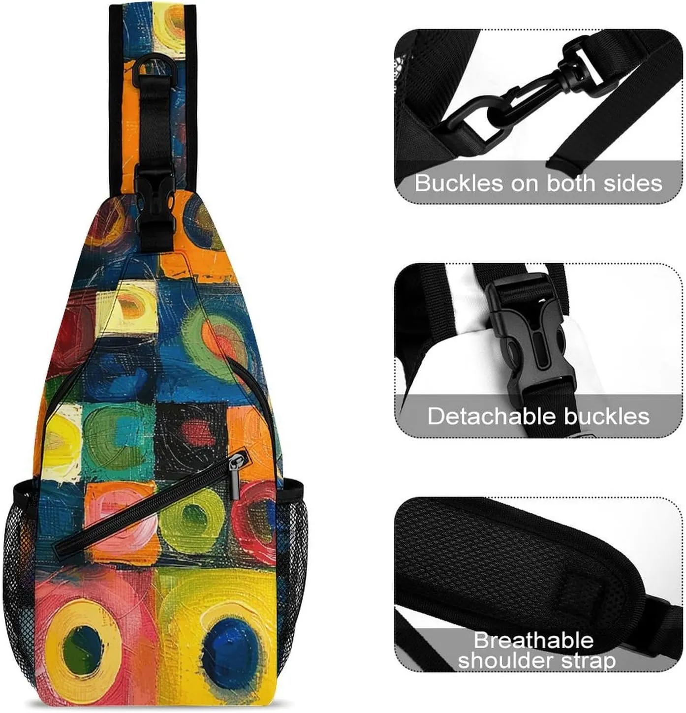 Music Symbols Love Sling Bag Lightweight Crossbody Chest Pack Travel Shoulder Bag with Adjustable Strap
