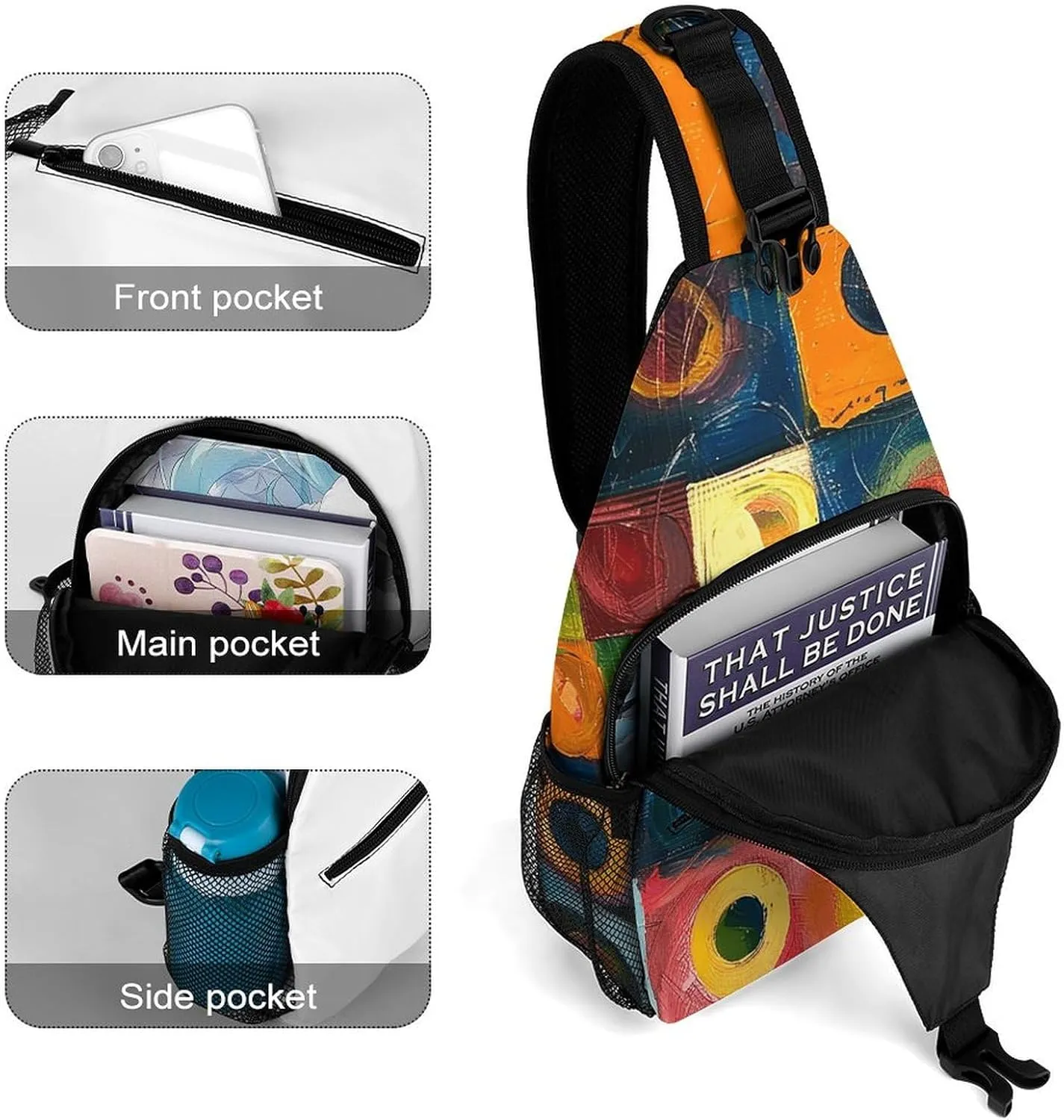 Music Symbols Love Sling Bag Lightweight Crossbody Chest Pack Travel Shoulder Bag with Adjustable Strap