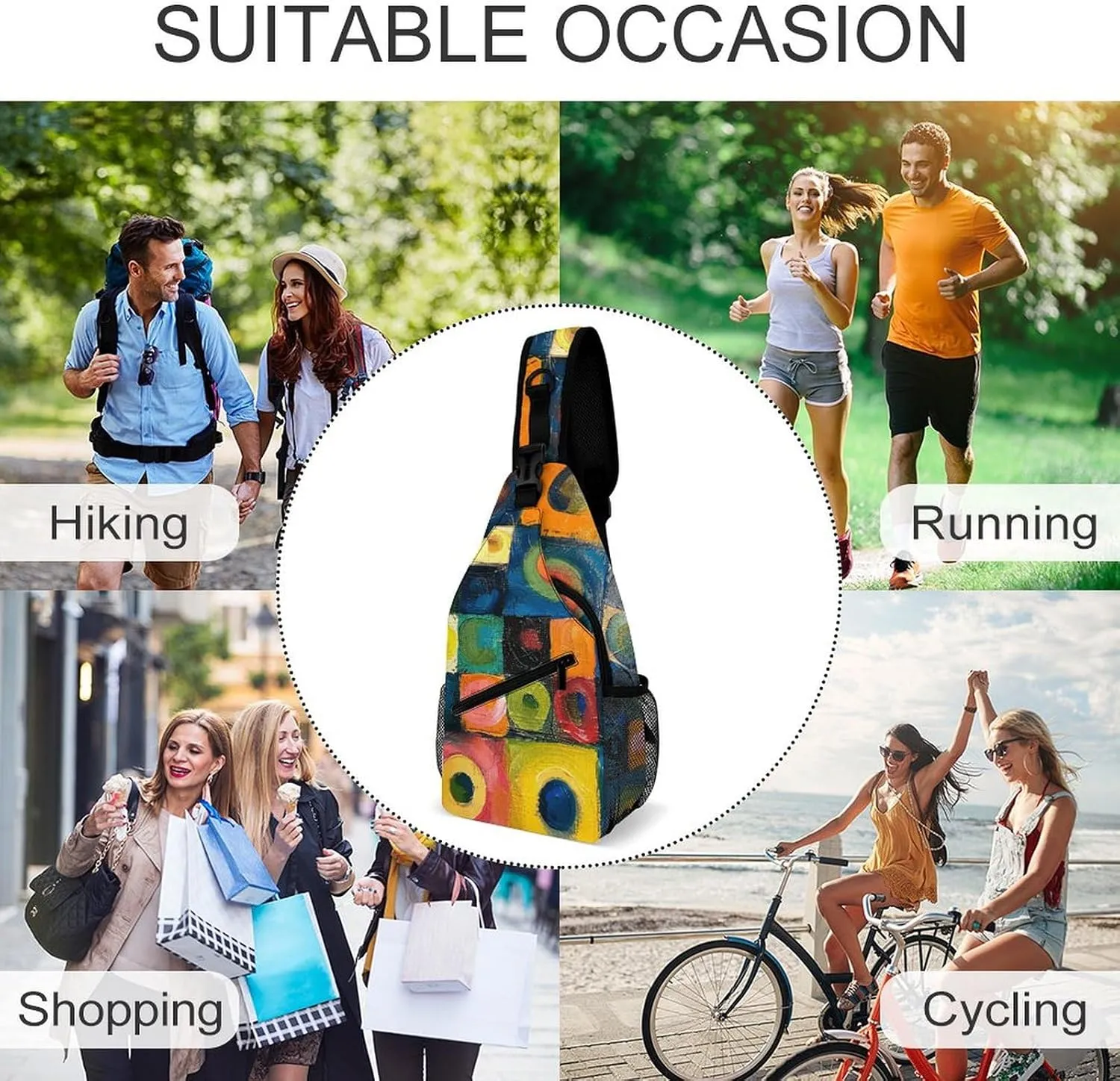 Music Symbols Love Sling Bag Lightweight Crossbody Chest Pack Travel Shoulder Bag with Adjustable Strap