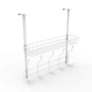 NEX Over The Door Hook Shelf Organizer With Basket Organizer For Homes, Office, White Color (NX-OP23-21S)
