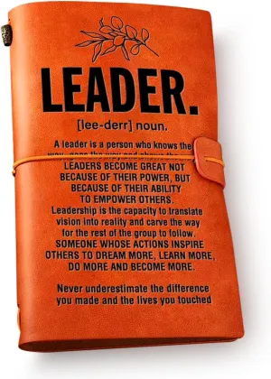 NGAEAK Leader Gifts Leather Journal Notebook, Thank You Appreciation Gifts for Leader Boss Mentor Supervisor Leader Definition Engraved Vintage Leather Travel Journal