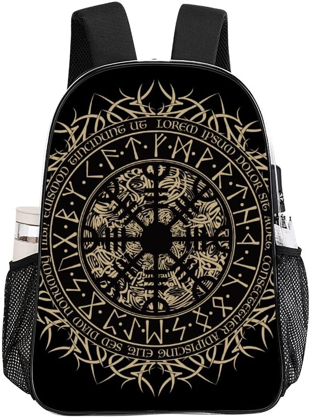 Norse Viking Vegvisir Runic Compass Transparent Fashion Waterproof PVC Transparent Backpack Unisex 17 Inches