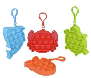 Ocean Life Bubble Poppers Clip Silicone Stress Reliever Toy Keychains
