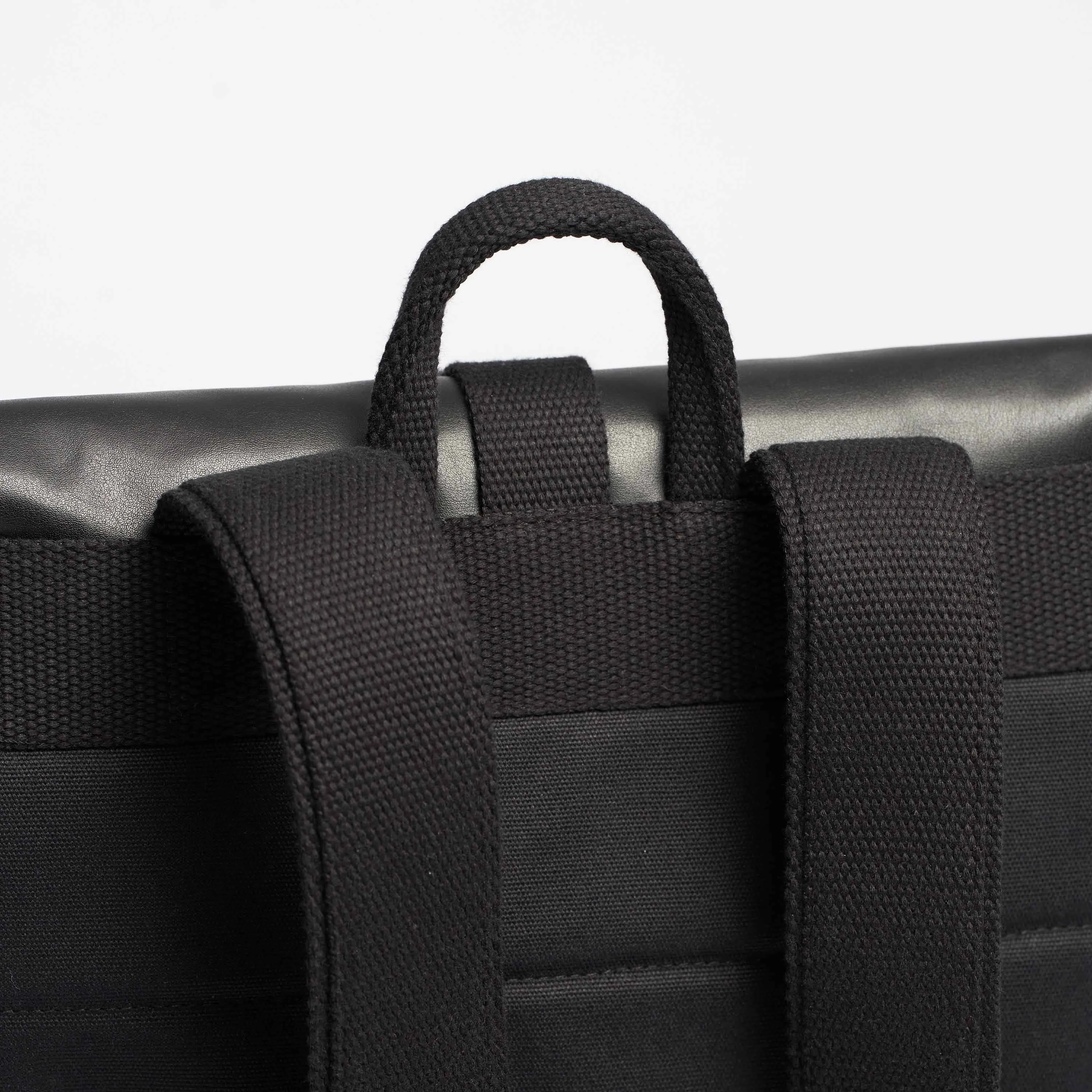Oleatex Vegan Olive Leather Foldtop Backpack | Night Black