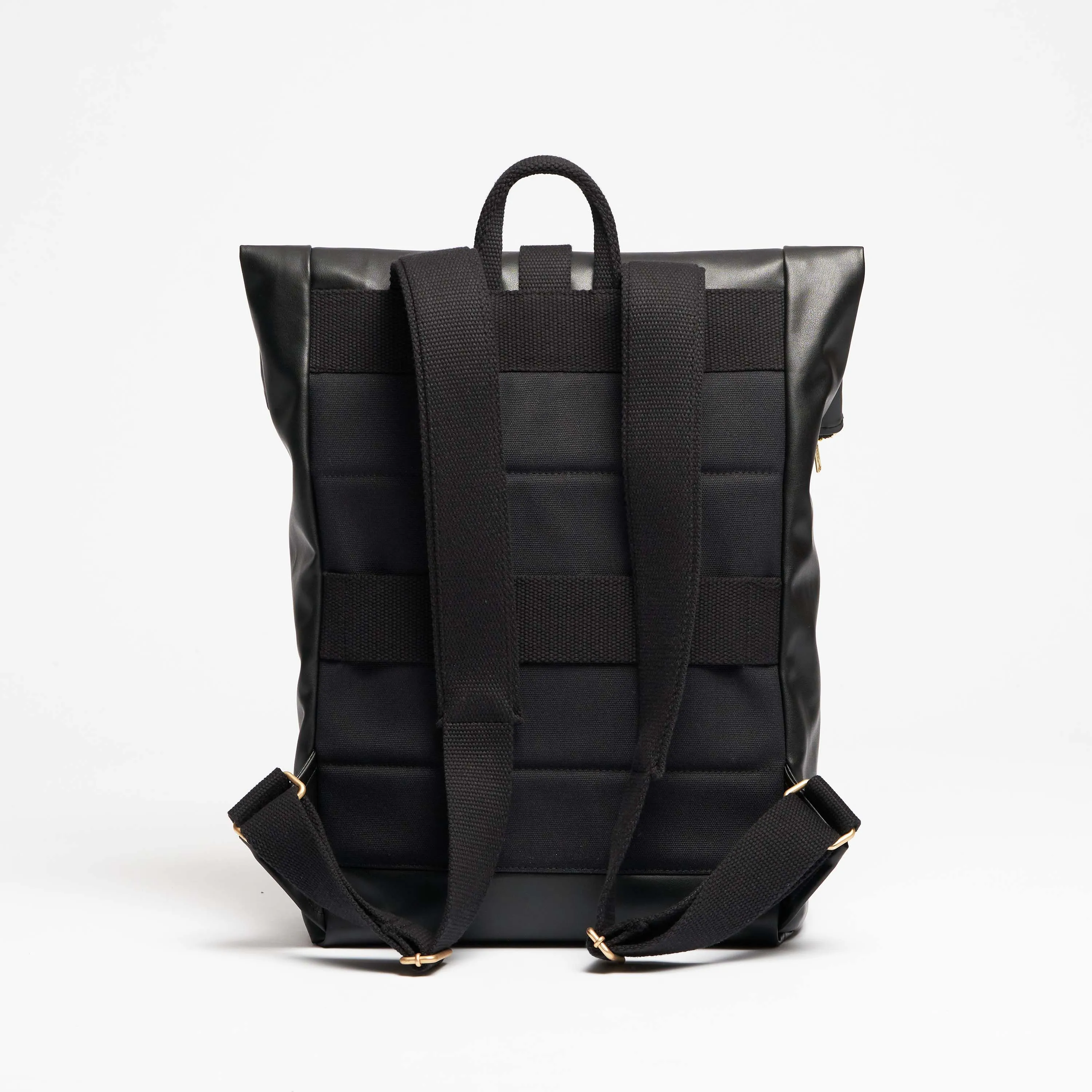 Oleatex Vegan Olive Leather Foldtop Backpack | Night Black