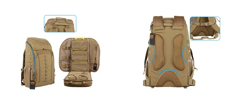 Outdoor MOLLE Men's Camo Backpacks Two-Way Zipper Nylon Backpack Hunting Waterproof First aid Backpack