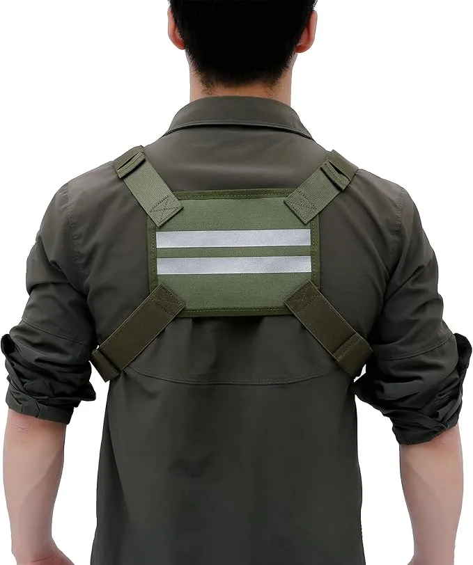 Outdoor Sports Chest Pack,Tactical EDC Chest Bag For Men, Lightweight Chest Pouch Holster, Chest Rig Vest With Phone Holder For Workouts, Cycling (Olive green)