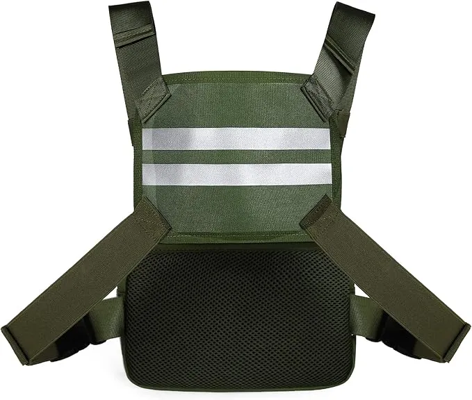 Outdoor Sports Chest Pack,Tactical EDC Chest Bag For Men, Lightweight Chest Pouch Holster, Chest Rig Vest With Phone Holder For Workouts, Cycling (Olive green)