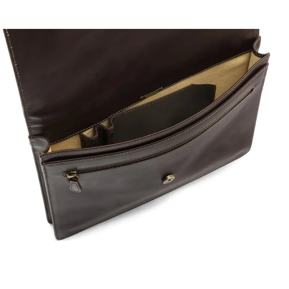 Oxford Leather Briefcase - Brown