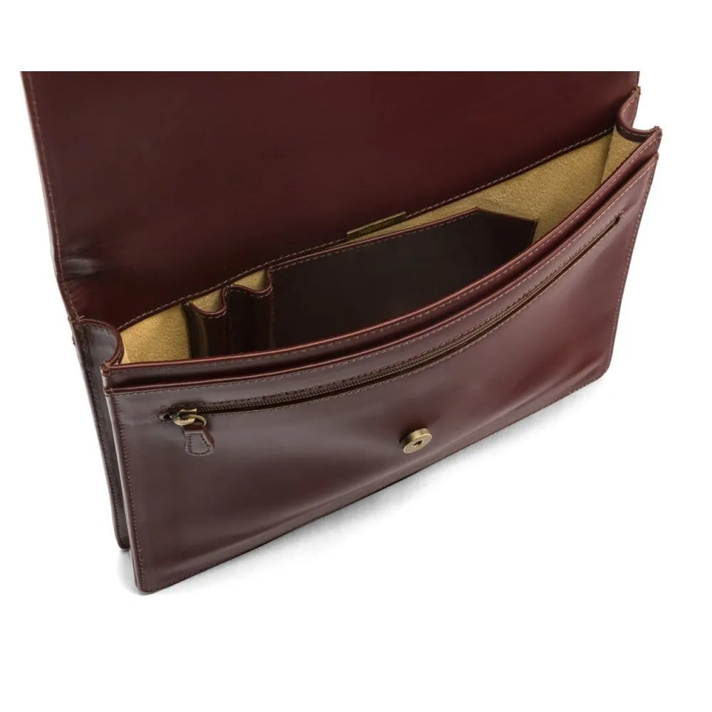 Oxford Leather Briefcase - Dark Tan