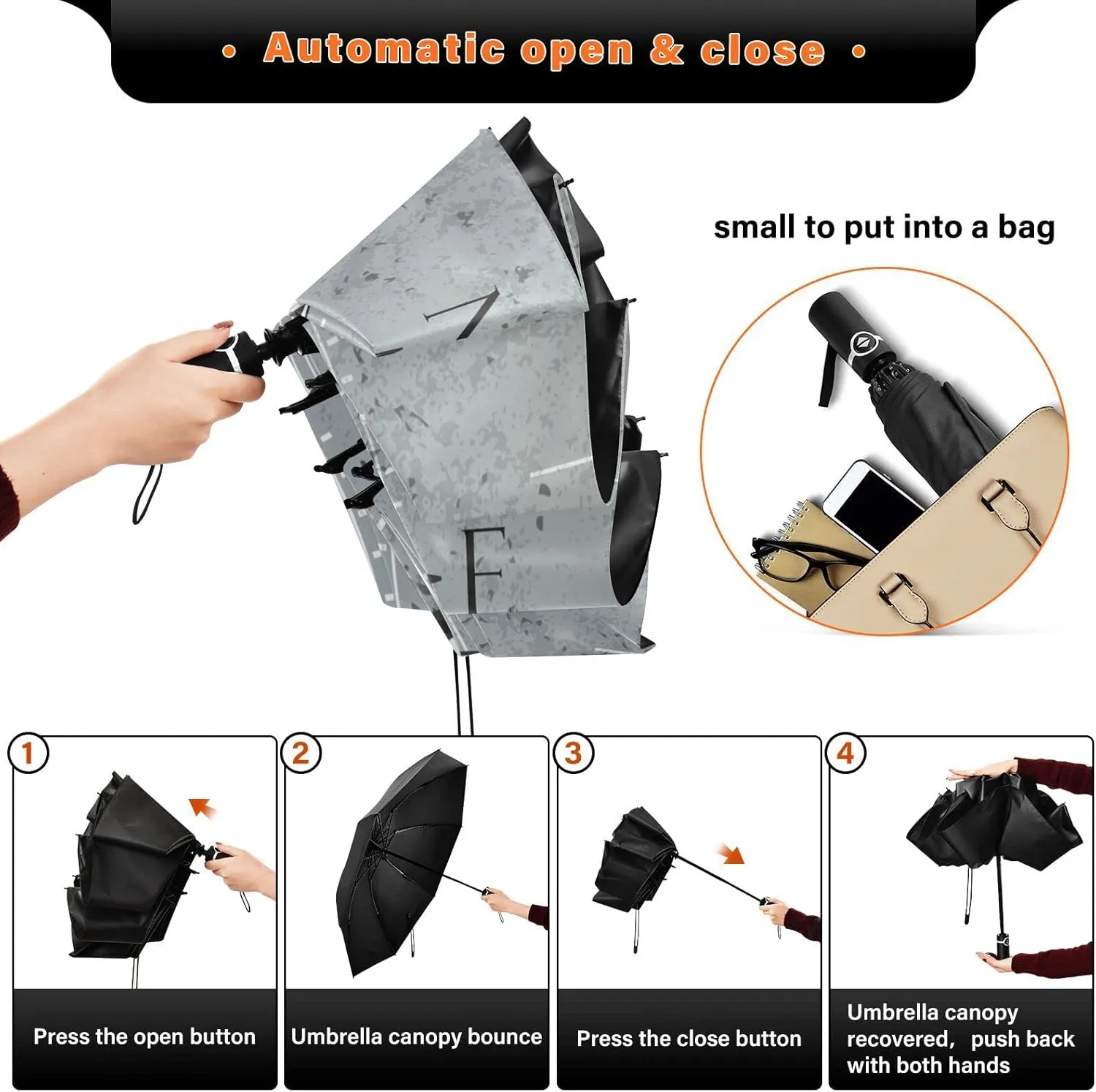Oyihfvs Automatic Umbrella, Folding Umbrella Reinforced Anti-UV Sun rain Auto Open/Close