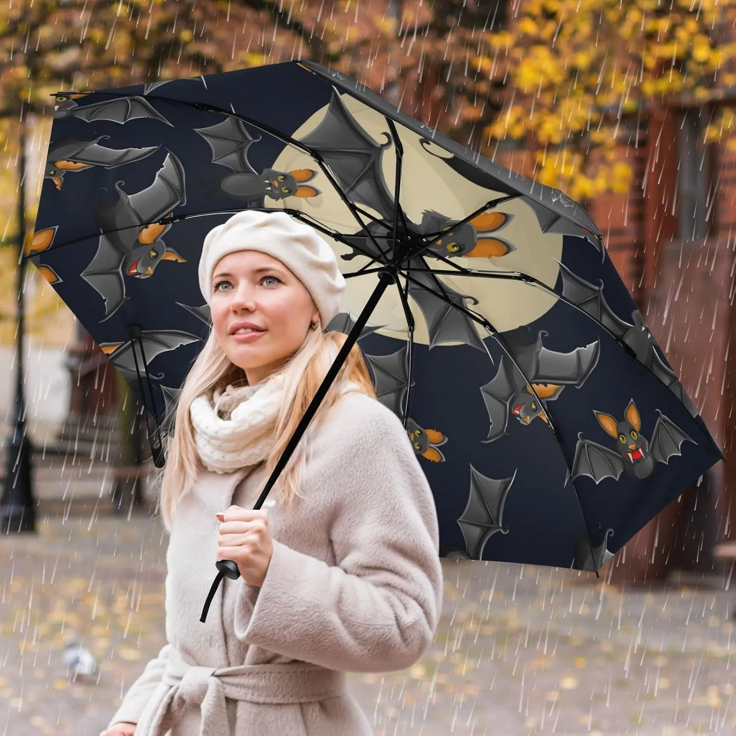 Oyihfvs Automatic Umbrella, Folding Umbrella Reinforced Anti-UV Sun rain Auto Open/Close
