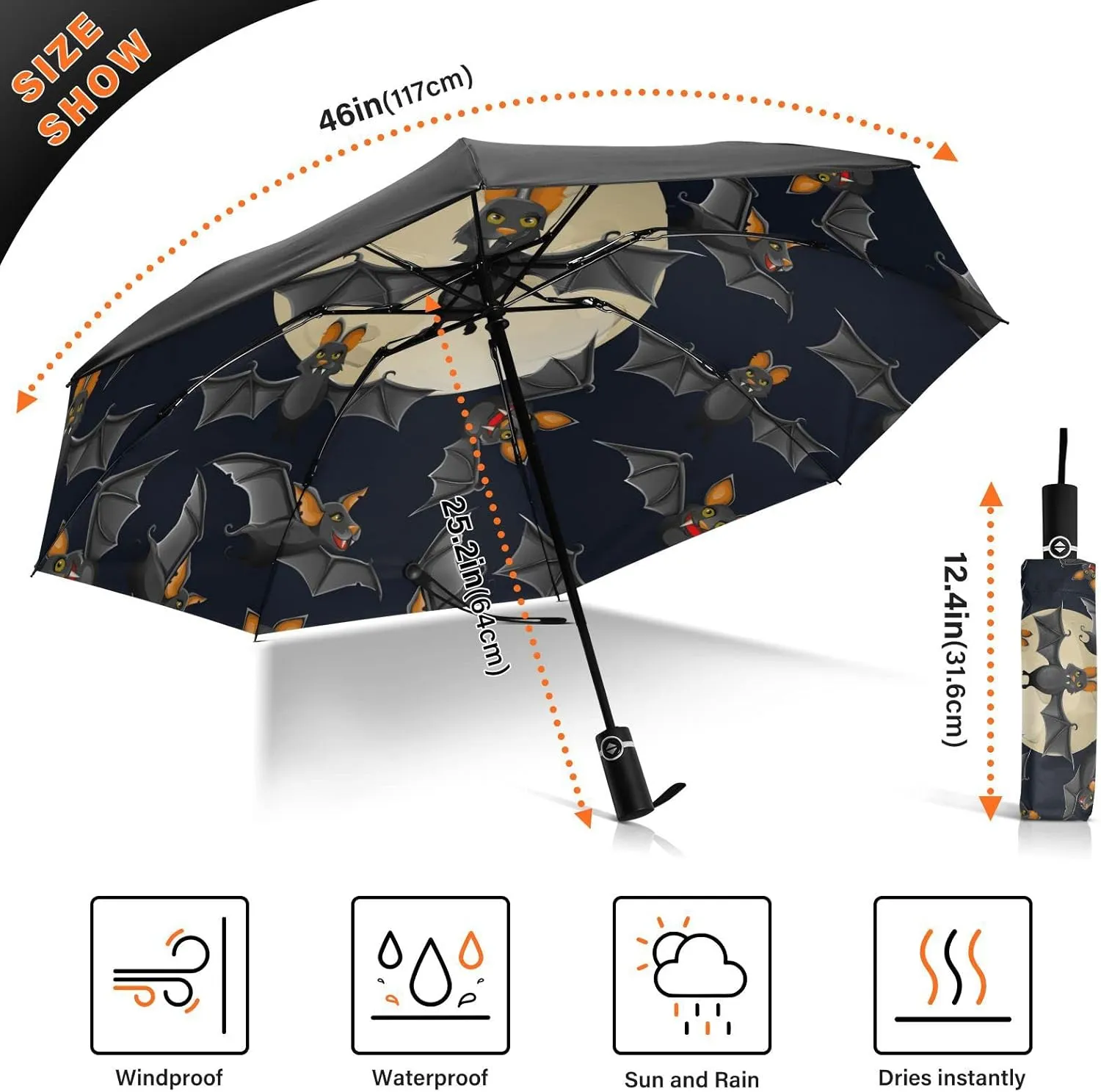 Oyihfvs Automatic Umbrella, Folding Umbrella Reinforced Anti-UV Sun rain Auto Open/Close