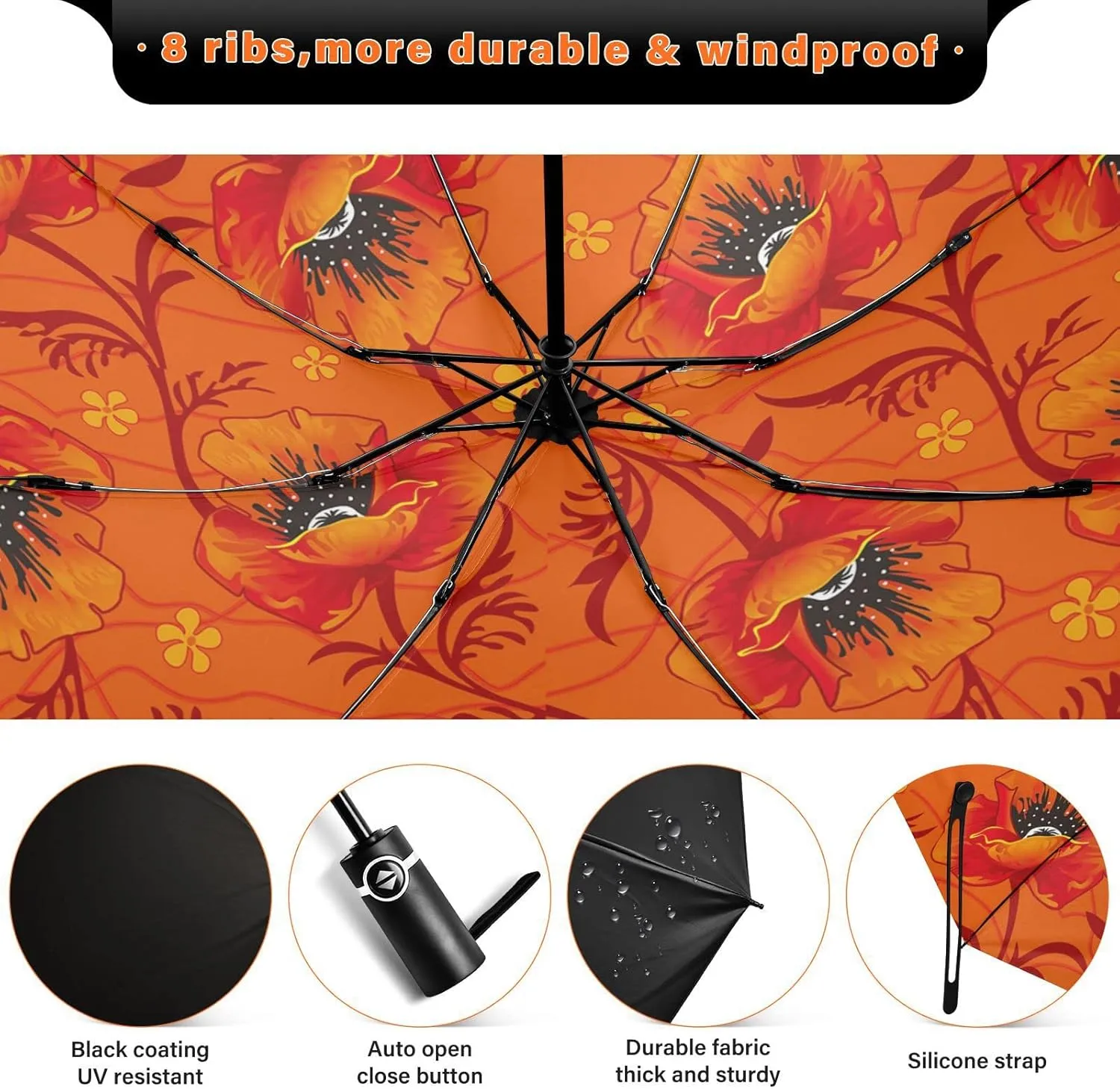 Oyihfvs Automatic Umbrella, Folding Umbrella Reinforced Anti-UV Sun rain Auto Open/Close
