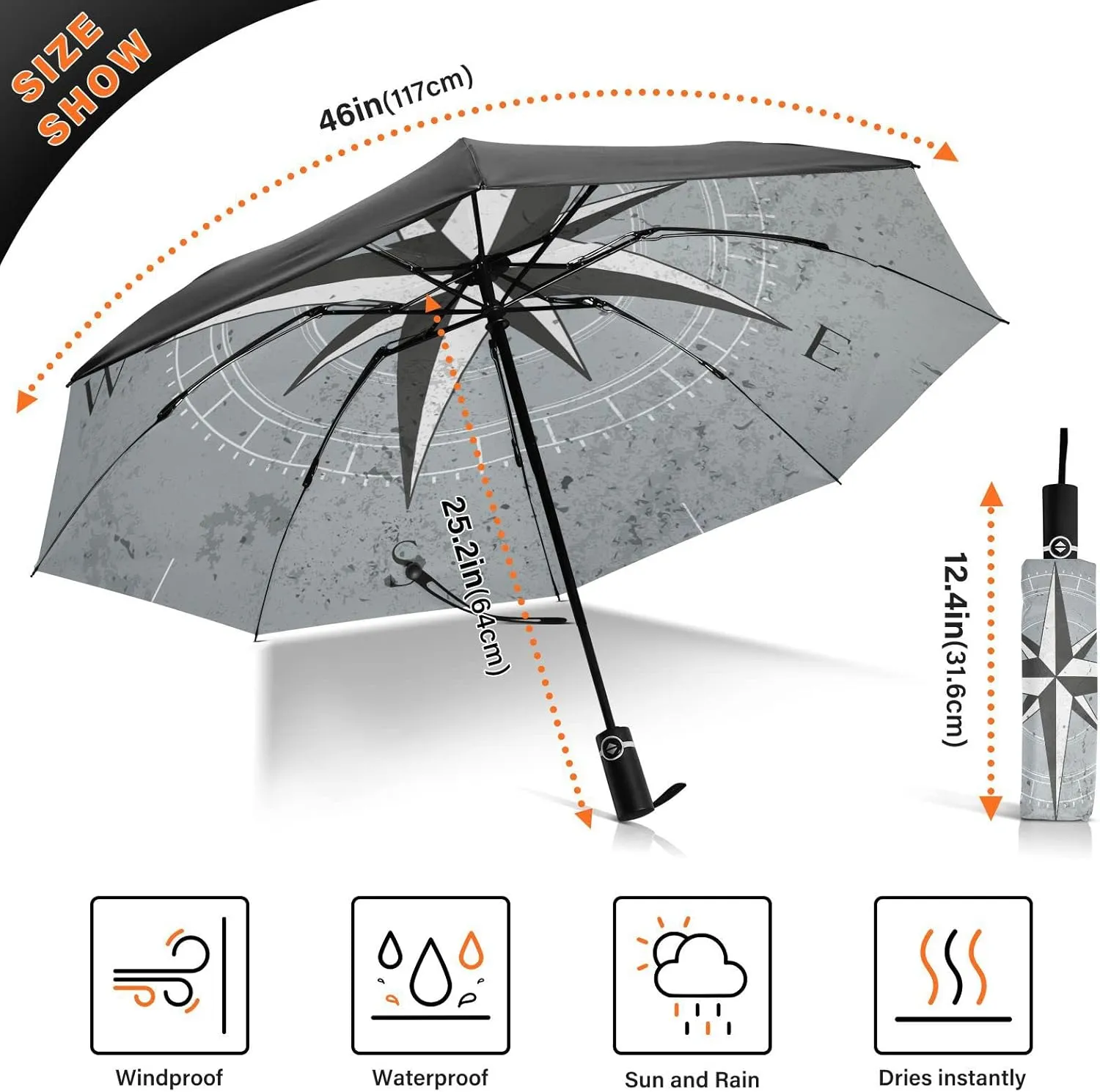 Oyihfvs Automatic Umbrella, Folding Umbrella Reinforced Anti-UV Sun rain Auto Open/Close