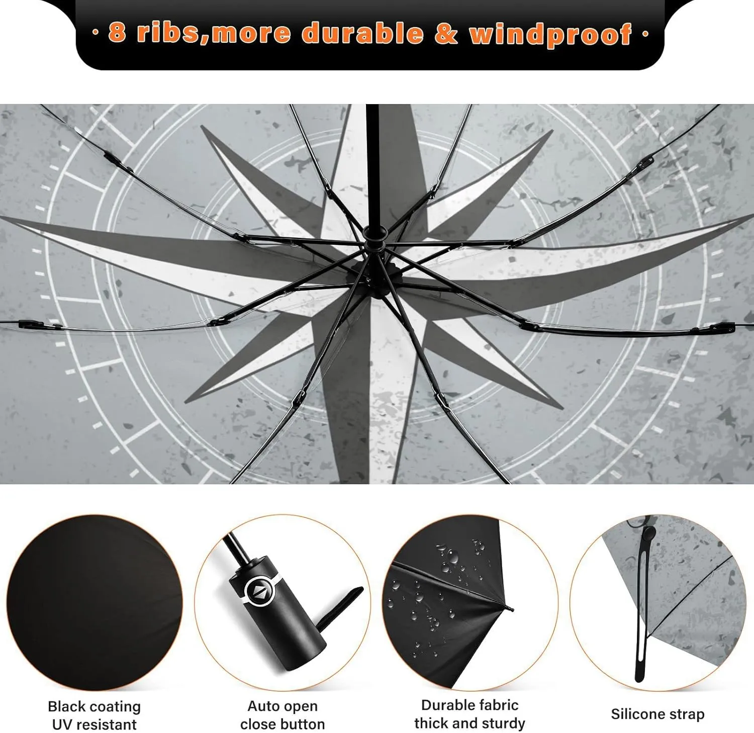 Oyihfvs Automatic Umbrella, Folding Umbrella Reinforced Anti-UV Sun rain Auto Open/Close