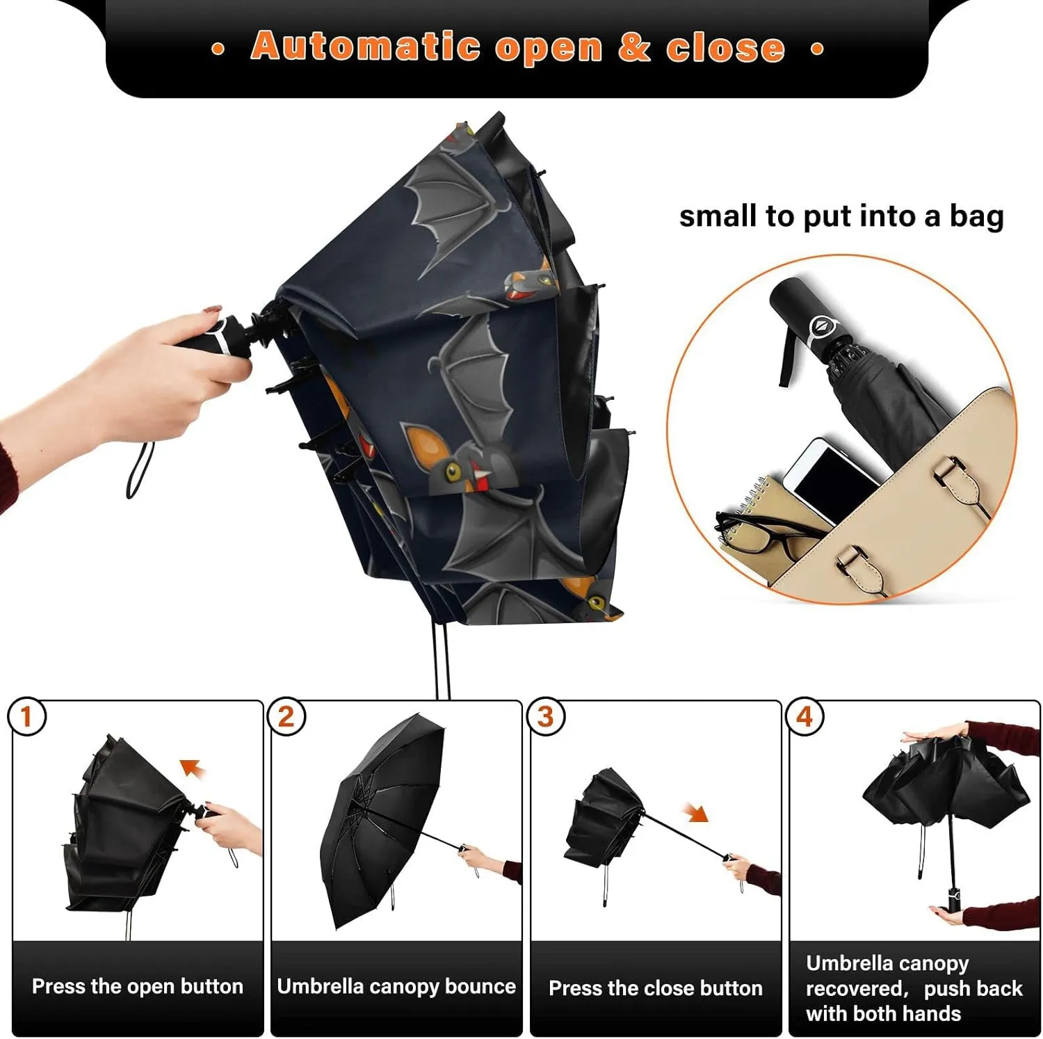 Oyihfvs Automatic Umbrella, Folding Umbrella Reinforced Anti-UV Sun rain Auto Open/Close