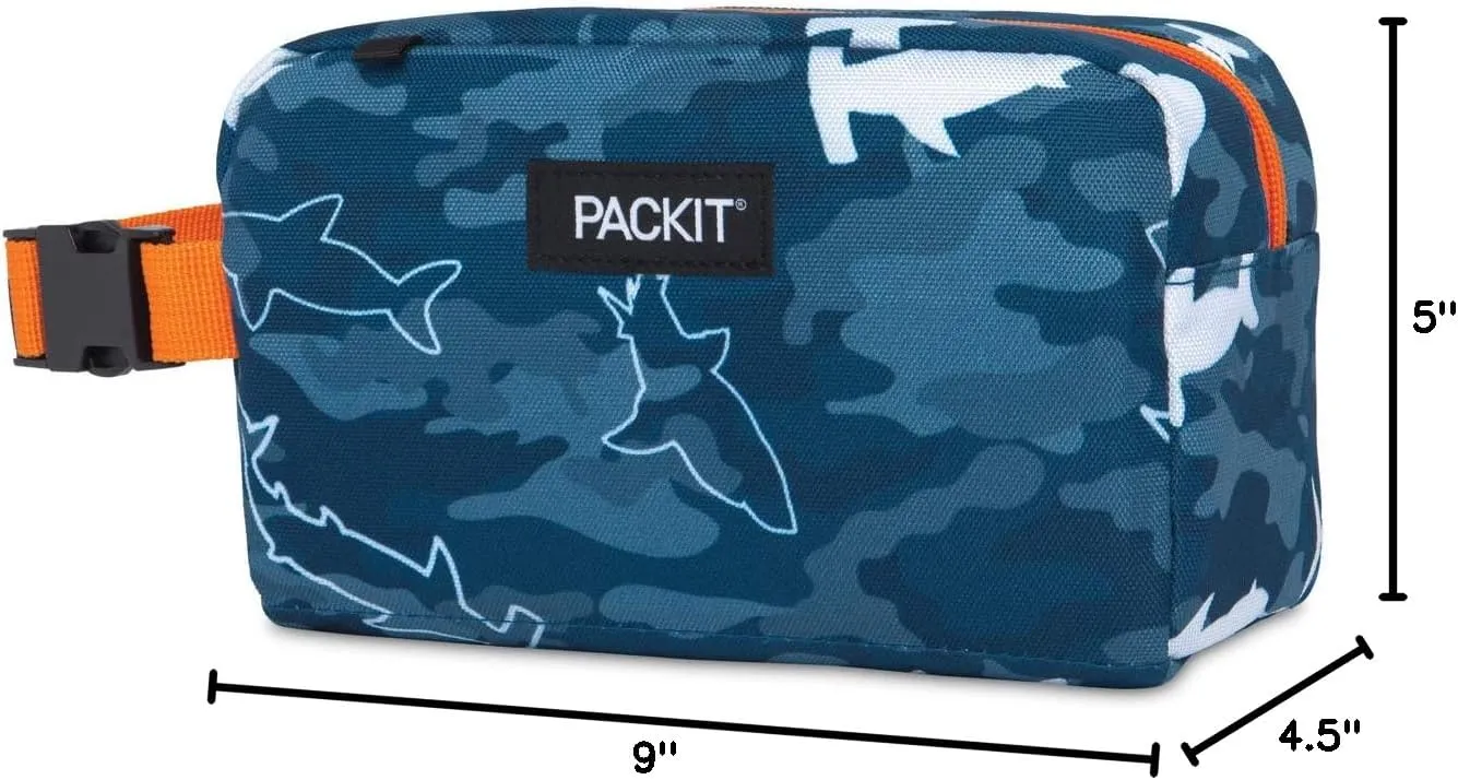 PackIt Freezable Snack Box, Camo Shark, Built with EcoFreeze Technology, Collapsible, Reusable, Zip Closure with Buckle Handle, Great for Fresh Snacks on the go
