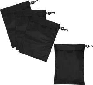 PALTERWEAR Utility Bags with Hook & Loop Closure, Tear-Resistant Nylon and Fastening Clip, Set of 4 (Black, 12 x 16 Inch)