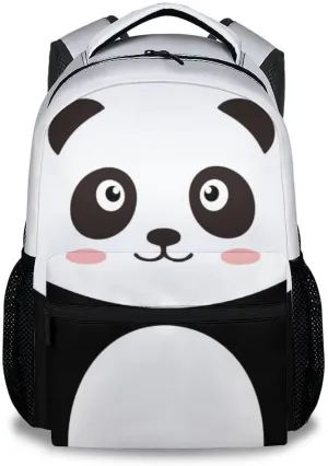 Panda Backpack for Boys, 17 Inch White Backpacks for Kindergarten, Cute Durable Bookbag for Teens