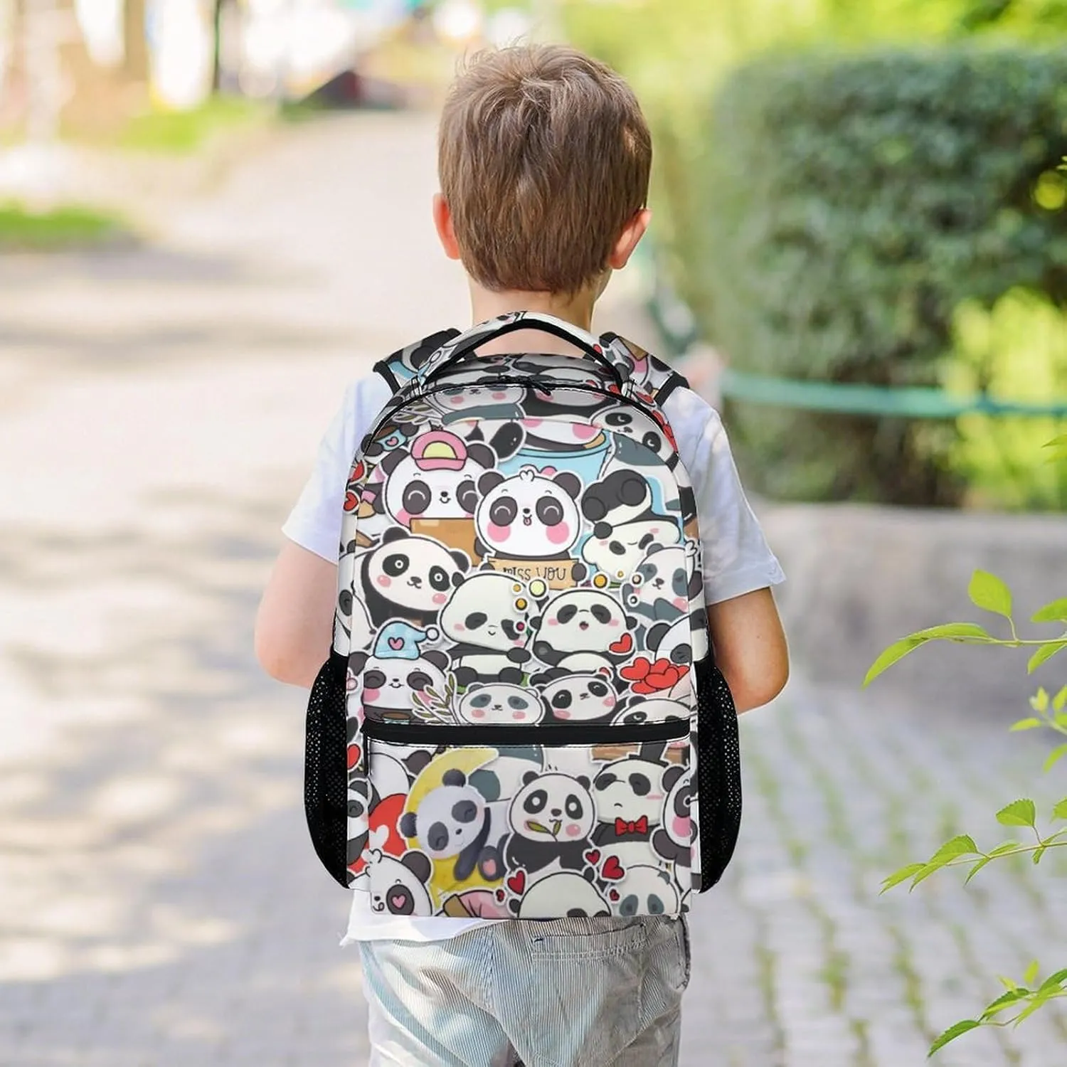 Panda Backpacks for Girls, Boys - 16 Inch Cute Backpack for School - Black, Large Capacity, Durable, Lightweight Bookbag for Kids Travel