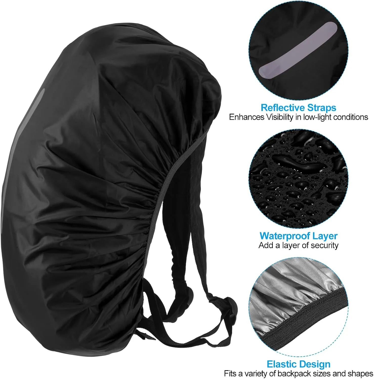 PATIKIL Waterproof Backpack Rain Cover, Non-Slip Backpack Cover with Vertical Reflective Strap Stay Dry