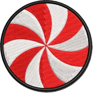 Peppermint Candy Swirl Multi-Color Embroidered Iron-On Patch Applique - Medium 3.0 Inch
