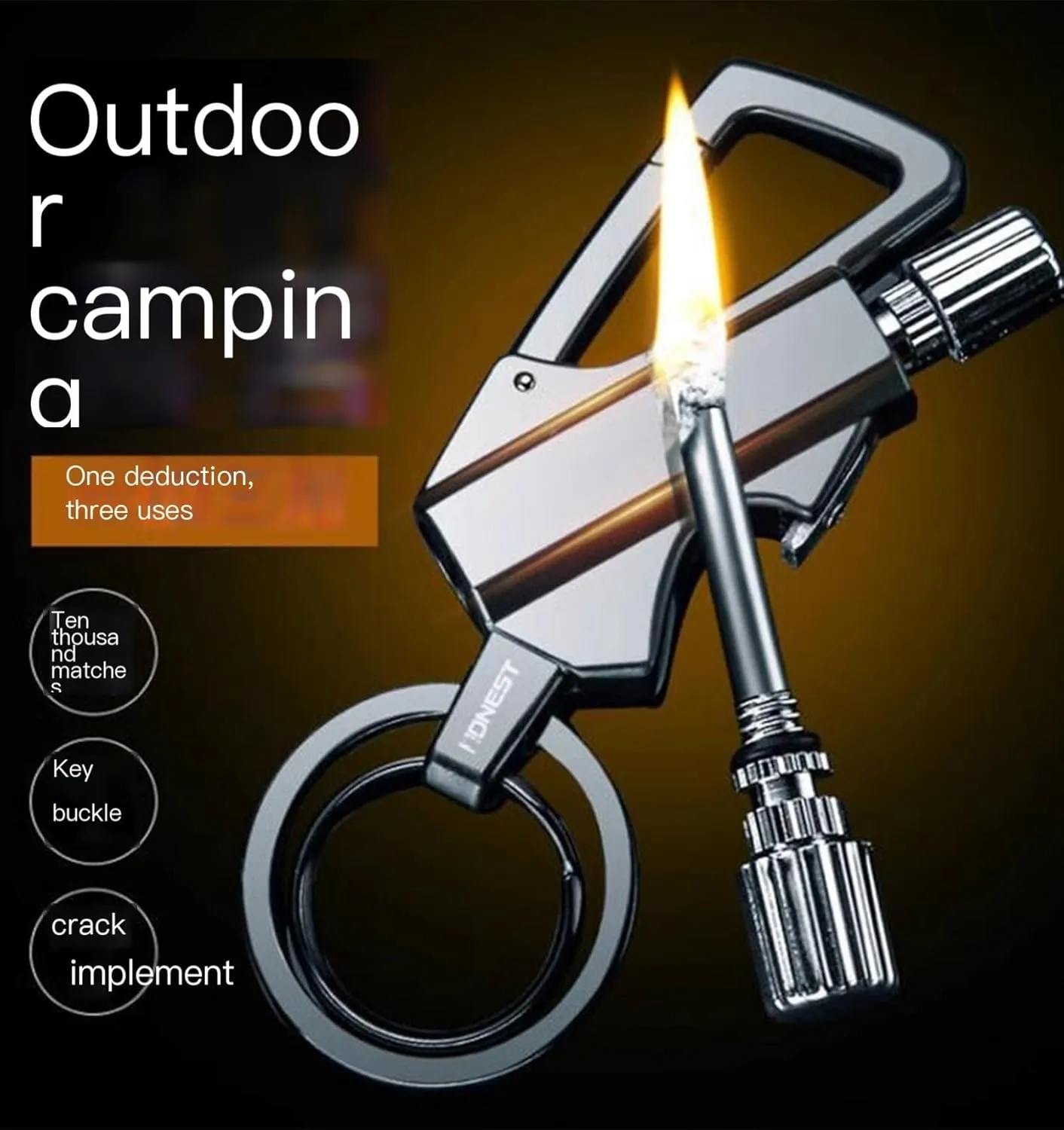 Permanent Match, Metal Forever Match Keychain Lighter, Flint Matchstick Fire Starter for Outdoor Camping Emergency Survival(Silver)
