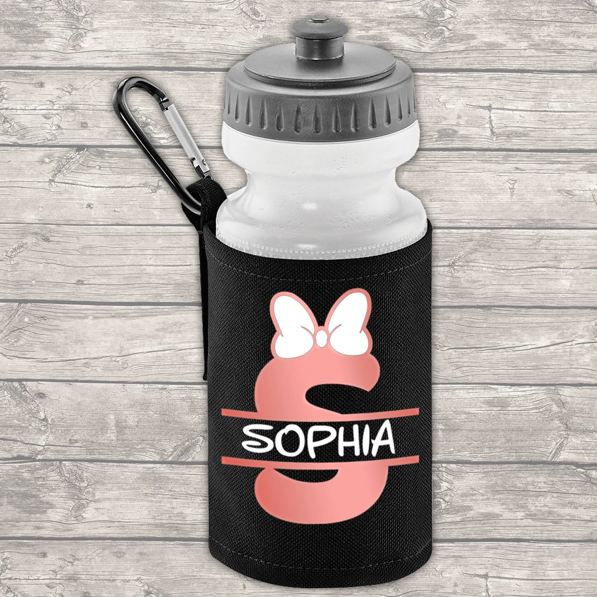 Personalised 9 Litre Backpack - Water Bottle - Lunch Bag - Pencil Case - Back To School - Name, Initial Bow in Rose Gold Print
