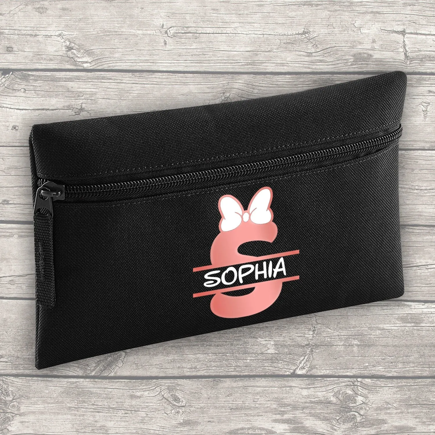 Personalised 9 Litre Backpack - Water Bottle - Lunch Bag - Pencil Case - Back To School - Name, Initial Bow in Rose Gold Print