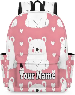 Personalized Animal Polar Bear Preschool Toddler Backpack for Boys Girls Custom Kids Name Small Bookbags Kindergarten Elementary Backpack, Polar Bear