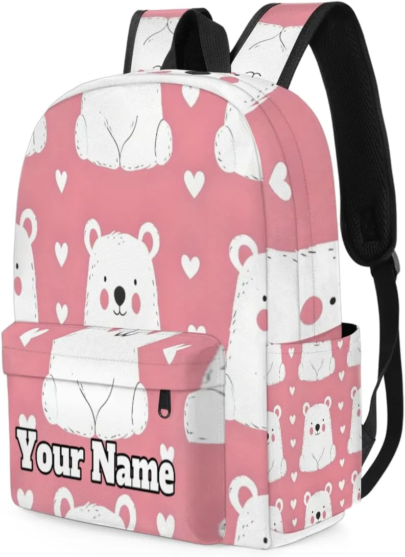 Personalized Animal Polar Bear Preschool Toddler Backpack for Boys Girls Custom Kids Name Small Bookbags Kindergarten Elementary Backpack, Polar Bear