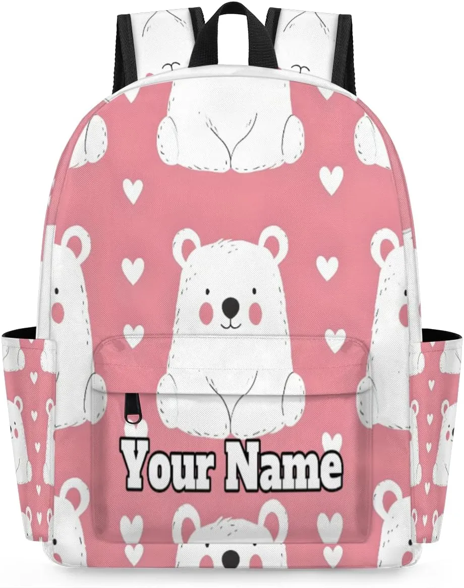 Personalized Animal Polar Bear Preschool Toddler Backpack for Boys Girls Custom Kids Name Small Bookbags Kindergarten Elementary Backpack, Polar Bear