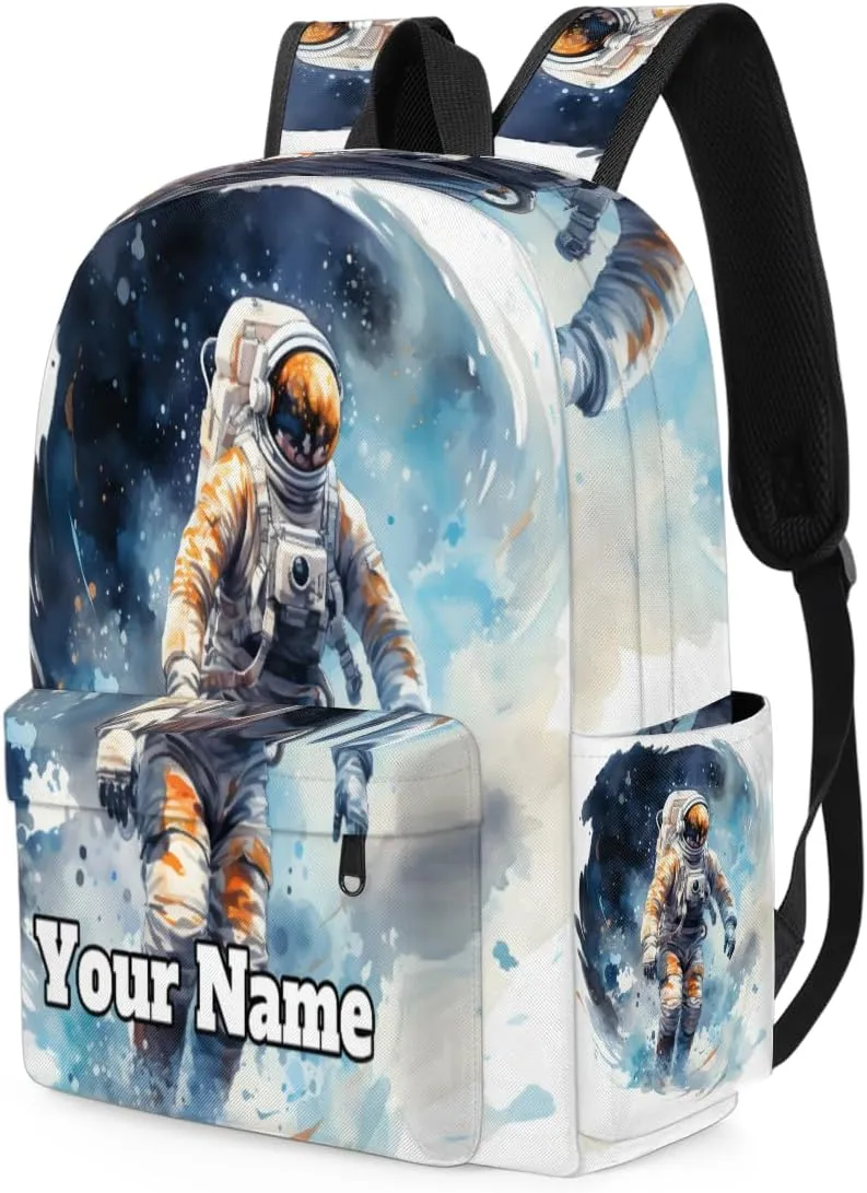 Personalized Astronaut Preschool Toddler Backpack for Boys Girls Custom Kids Name Small Bookbags Kindergarten Elementary Backpack, Outer Space