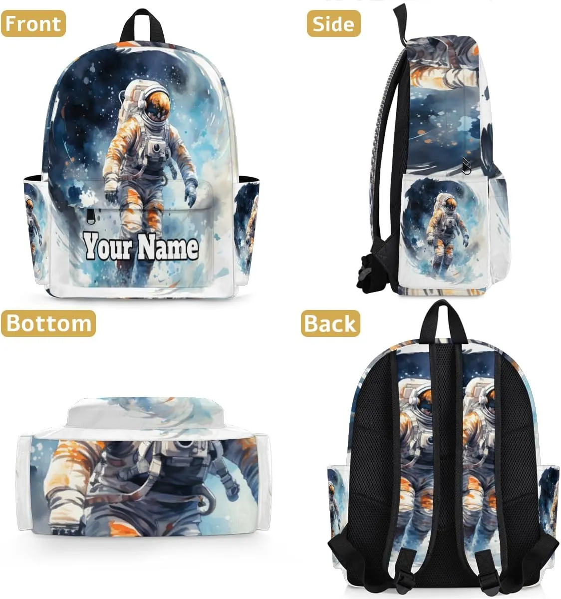 Personalized Astronaut Preschool Toddler Backpack for Boys Girls Custom Kids Name Small Bookbags Kindergarten Elementary Backpack, Outer Space