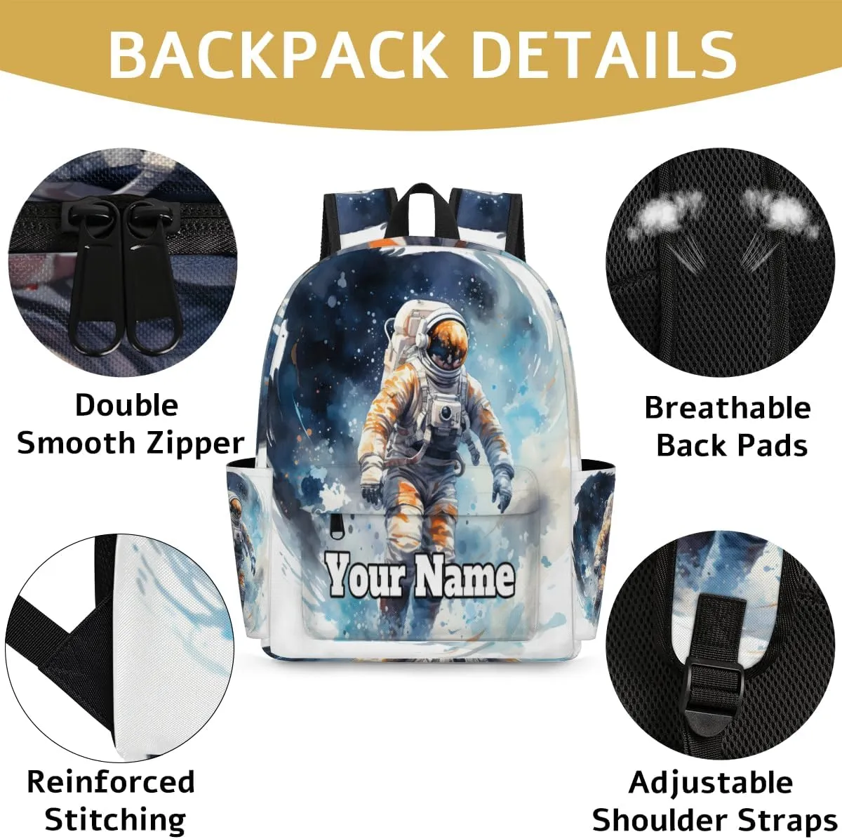 Personalized Astronaut Preschool Toddler Backpack for Boys Girls Custom Kids Name Small Bookbags Kindergarten Elementary Backpack, Outer Space